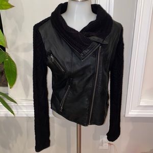 Vintage‎ Havanna Leather Jacket w Knit sleeves